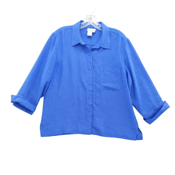 Coldwater Creek Wrinkle‎ Textured Button-Up Top Shirt PL - Picture 1 of 9